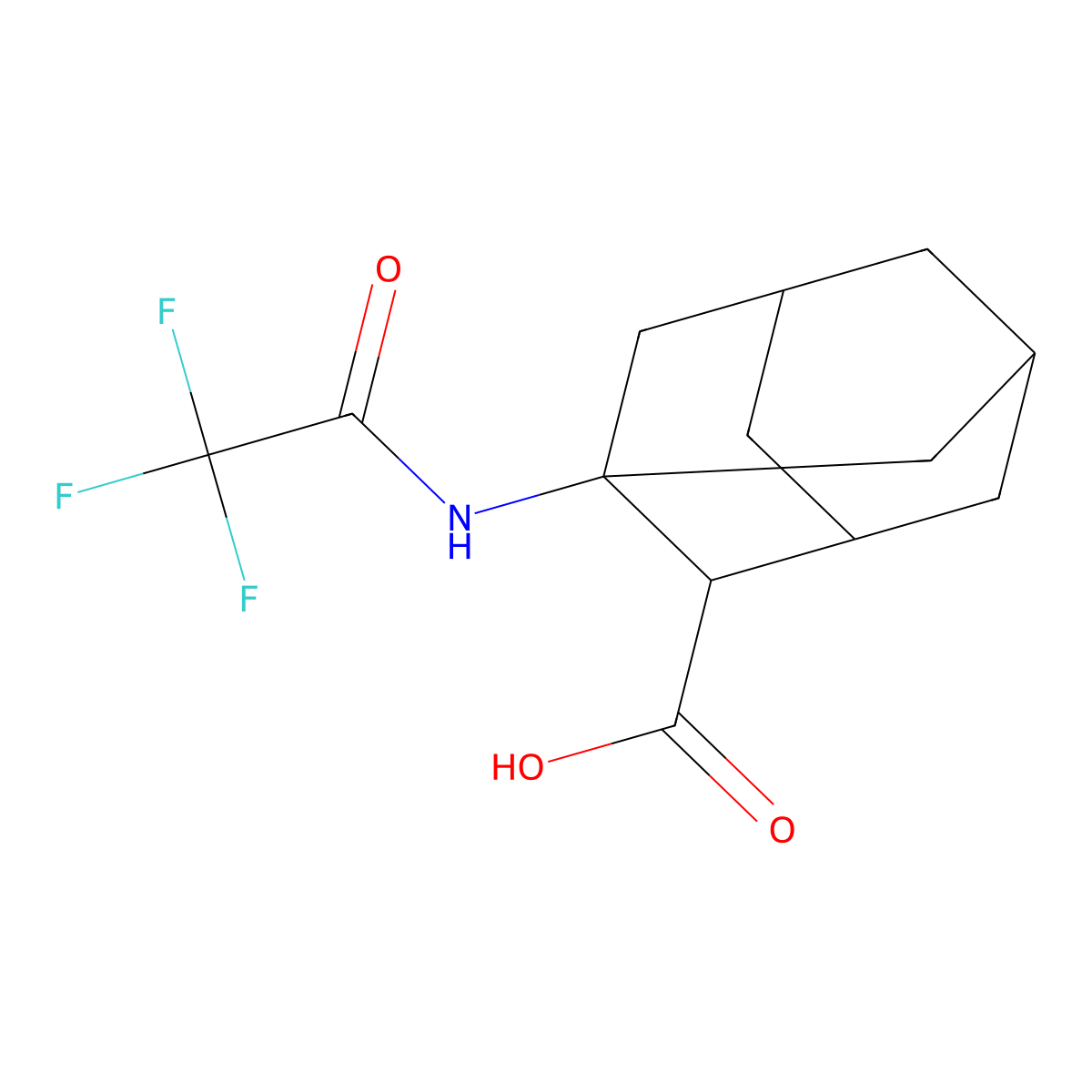 1-(2,2,2-Trifluoroacetamido)adamantane-2-carboxylic acid molecular structure, CAS 2680904-70-3