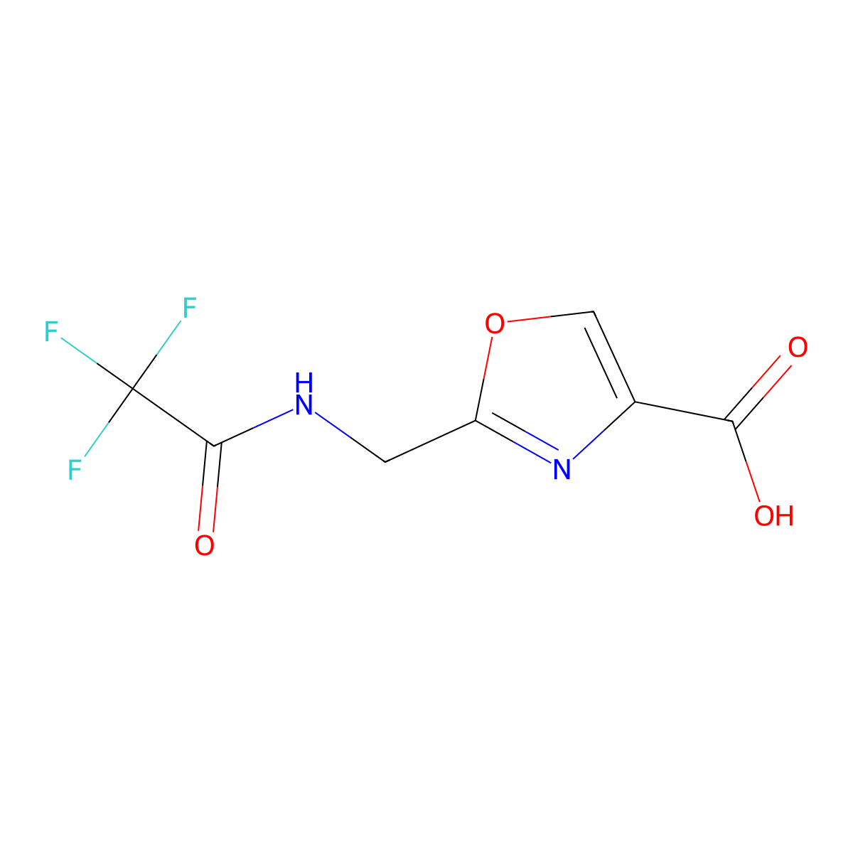 2-[(Trifluoroacetamido)methyl]-1,3-oxazole-4-carboxylic acid molecular structure, CAS 2680904-80-5