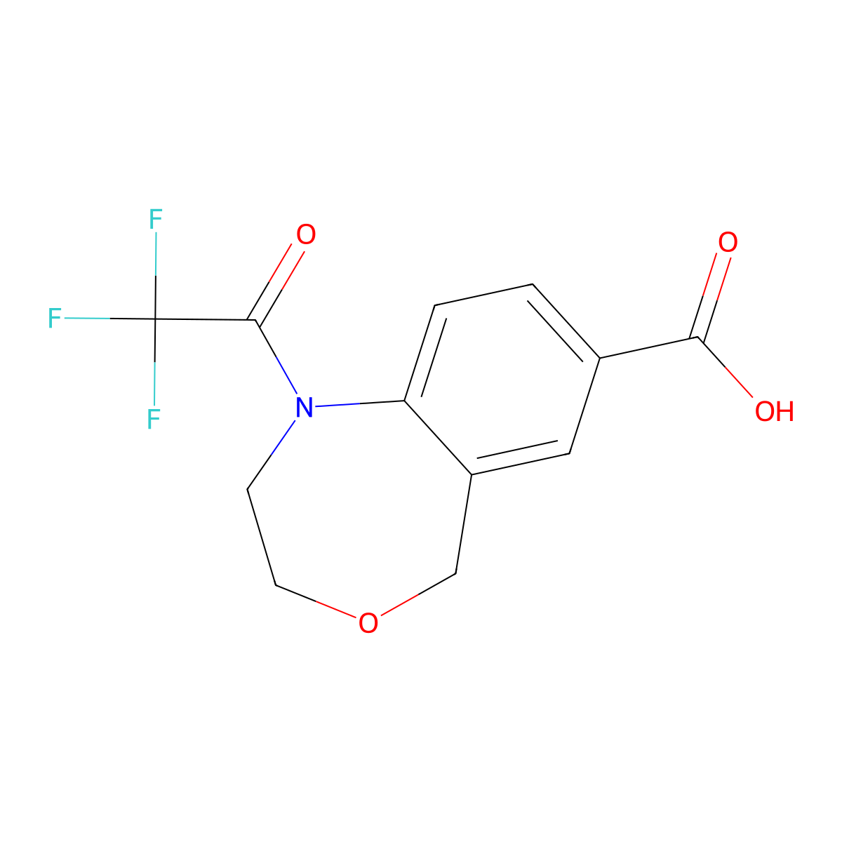 1-(2,2,2-Trifluoroacetyl)-1,2,3,5-tetrahydro-4,1-benzoxazepine-7-carboxylic acid molecular structure, CAS 2680904-81-6