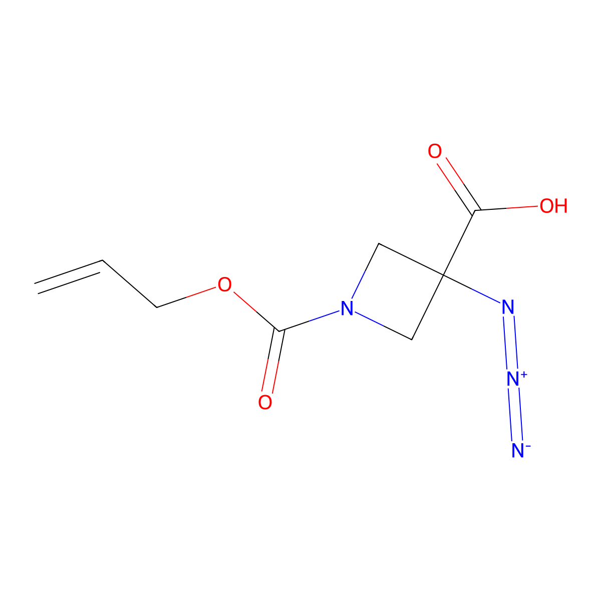 3-Azido-1-[(prop-2-en-1-yloxy)carbonyl]azetidine-3-carboxylic acid molecular structure, CAS 2680904-96-3