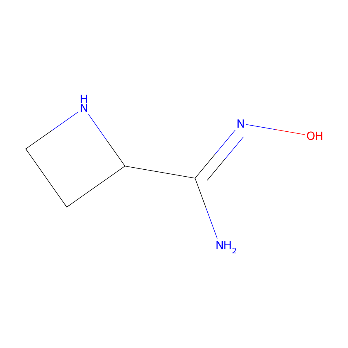 N'-hydroxyazetidine-2-carboximidamide molecular structure, CAS 2681255-10-5