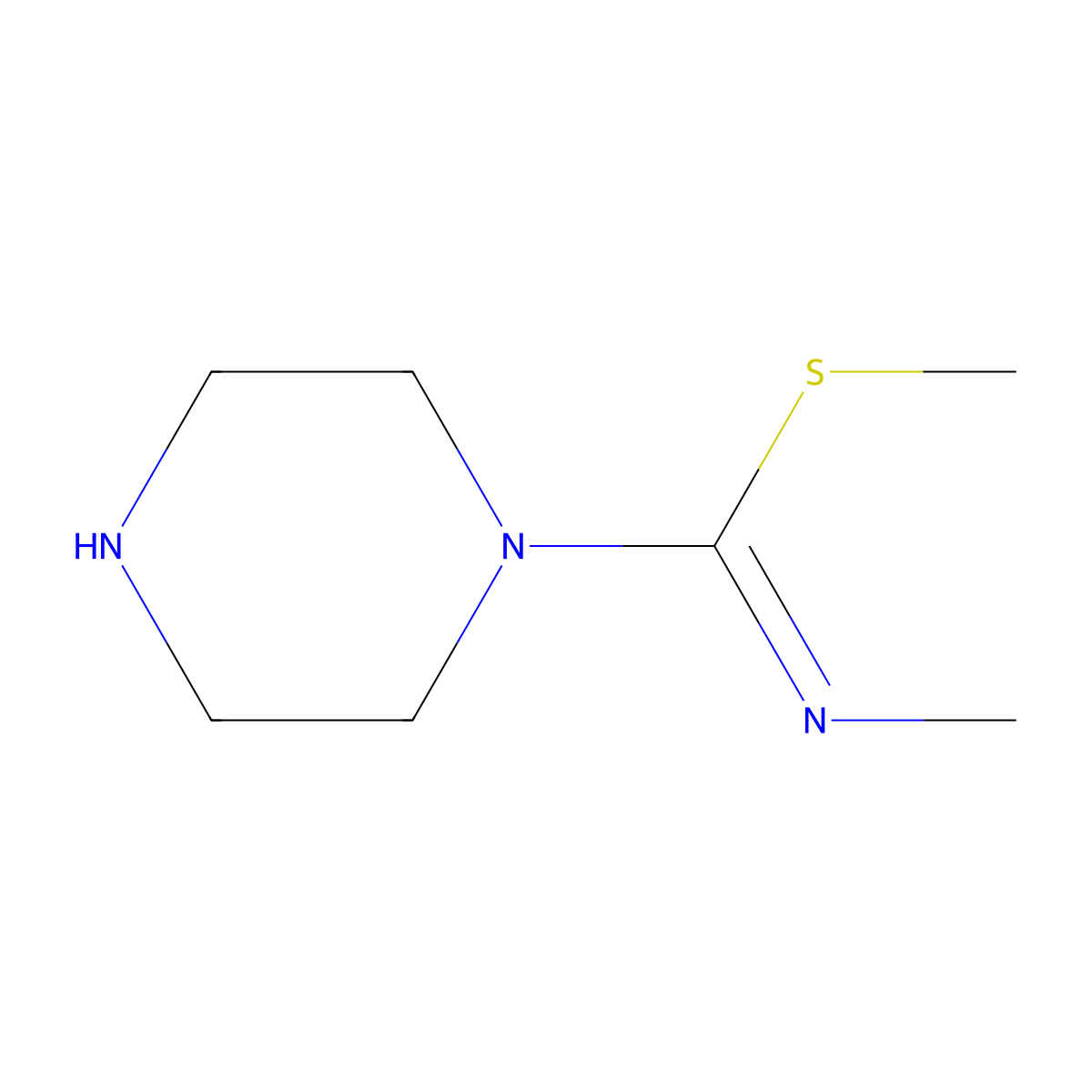 Methyl[(methylsulfanyl)(piperazin-1-yl)methylidene]amine molecular structure, CAS 2681255-28-5