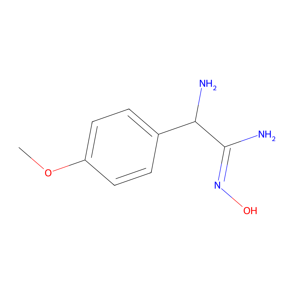 2-amino-N'-hydroxy-2-(4-methoxyphenyl)ethanimidamide molecular structure, CAS 2681255-38-7