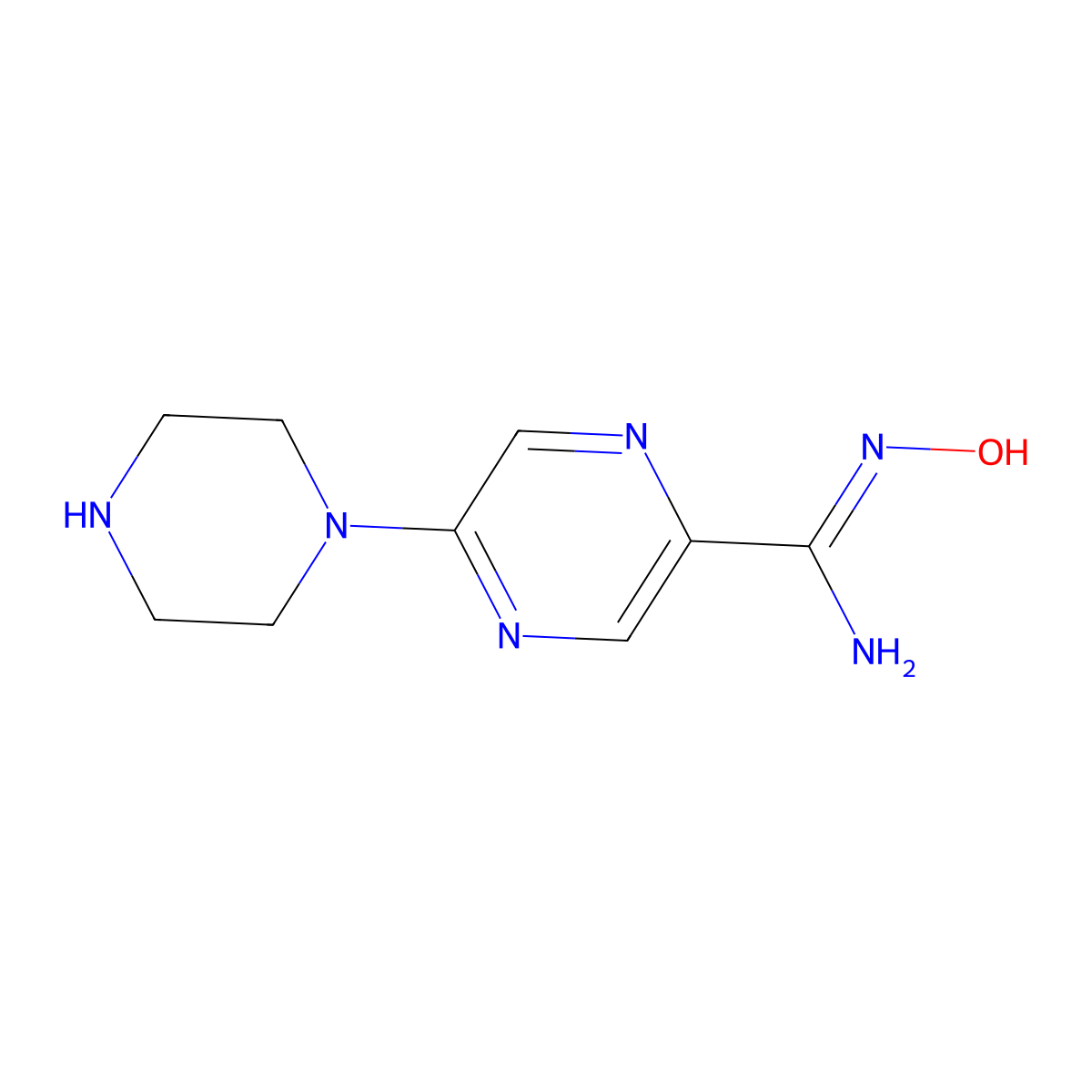 N'-hydroxy-5-(piperazin-1-yl)pyrazine-2-carboximidamide molecular structure, CAS 2681255-91-2