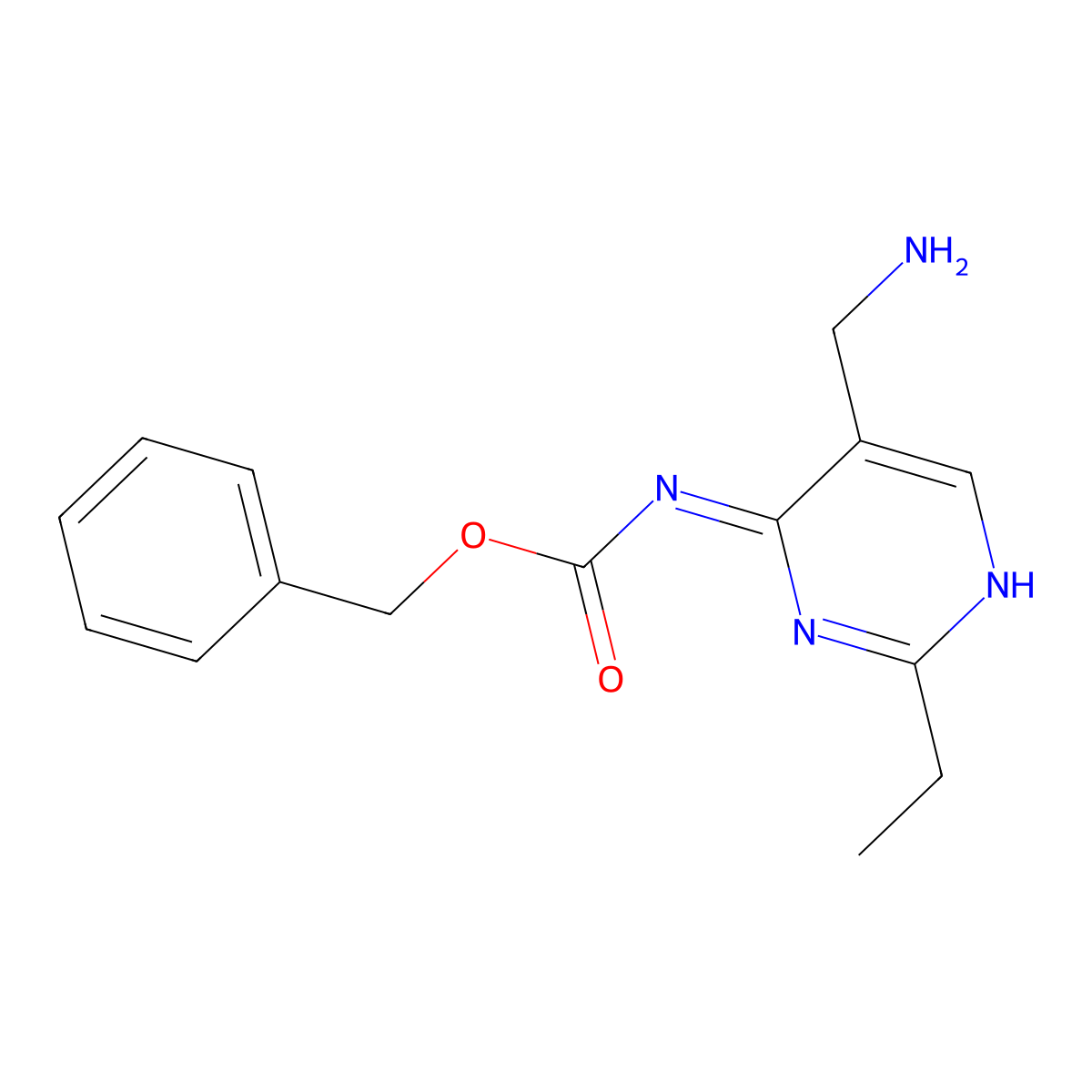 benzyl N-[5-(aminomethyl)-2-ethyl-1,4-dihydropyrimidin-4-ylidene]carbamate molecular structure, CAS 2681256-34-6