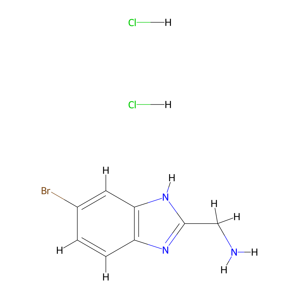(5-Bromo-1H-benzo[D]imidazol-2-YL)methanamine dihydrochloride molecular structure, CAS 2681299-18-1