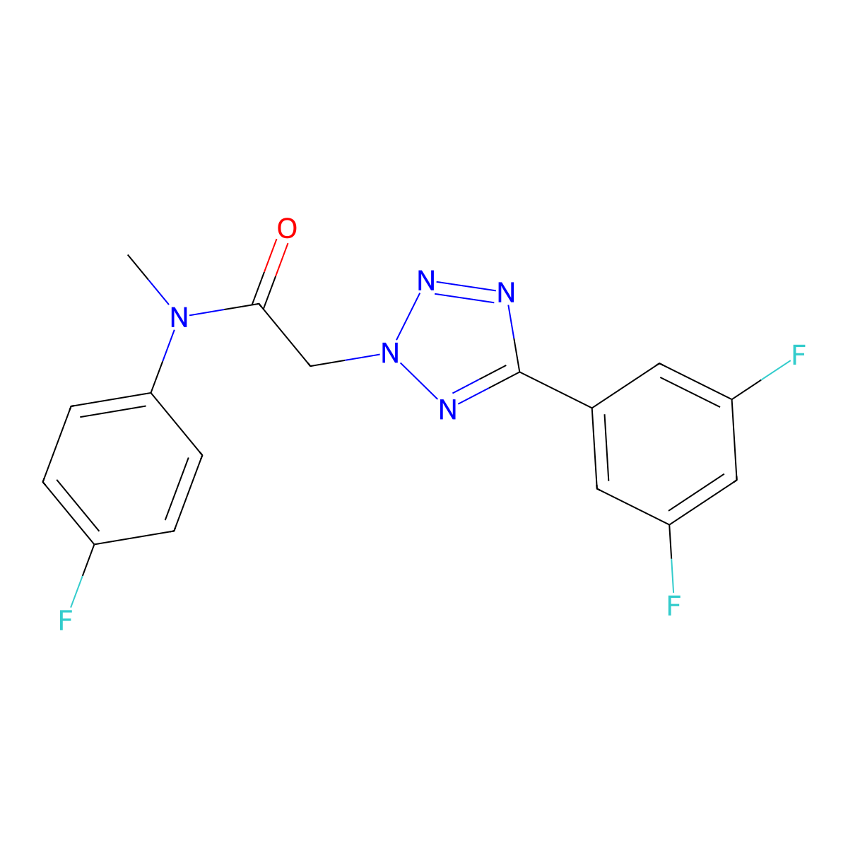 2-[5-(3,5-difluorophenyl)tetrazol-2-yl]-N-(4-fluorophenyl)-N-methylacetamide molecular structure, CAS 2681302-83-8