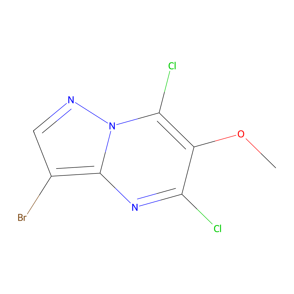 3-Bromo-5,7-dichloro-6-methoxypyrazolo[1,5-a]pyrimidine molecular structure, CAS 2681395-24-2