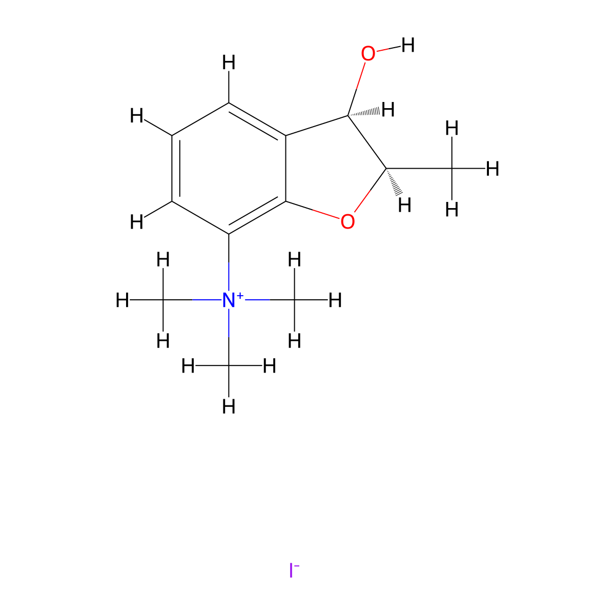 3-Hydroxy-N,N,N,2-tetramethyl-2,3-dihydro-1-benzofuran-7-aminium iodide molecular structure, CAS 26819-65-8