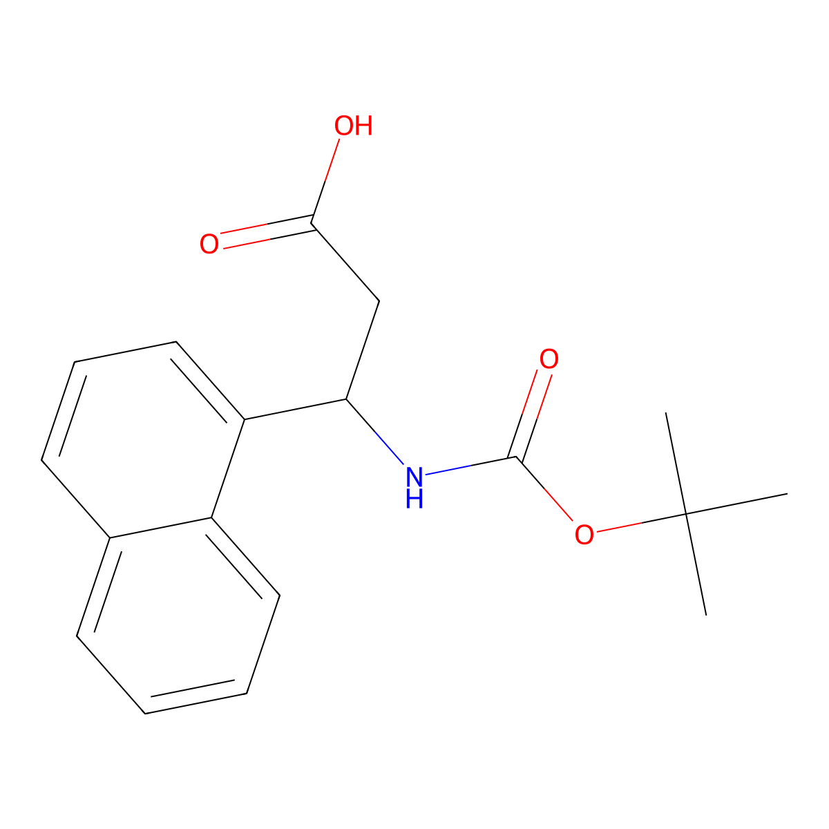 3-((tert-Butoxycarbonyl)amino)-3-(naphthalen-1-yl)propanoic acid molecular structure, CAS 268209-95-6
