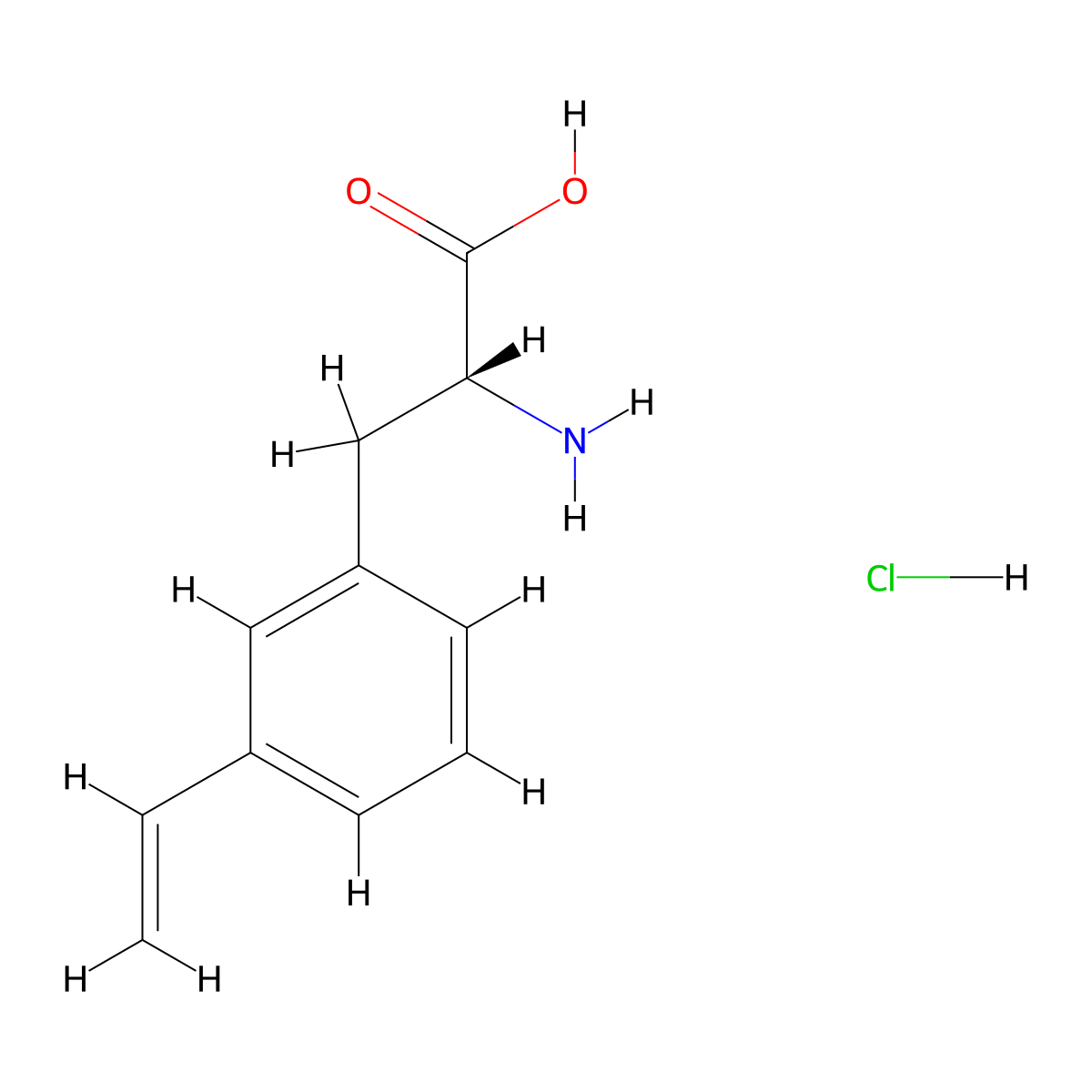 (R)-2-Amino-3-(3-vinylphenyl)propanoic acid hydrochloride molecular structure, CAS 2682096-98-4