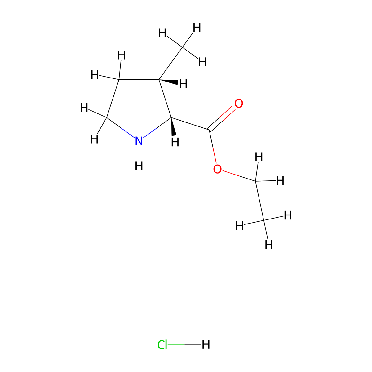 ethyl (2R,3S)-3-methylpyrrolidine-2-carboxylate hydrochloride molecular structure, CAS 2682097-01-2