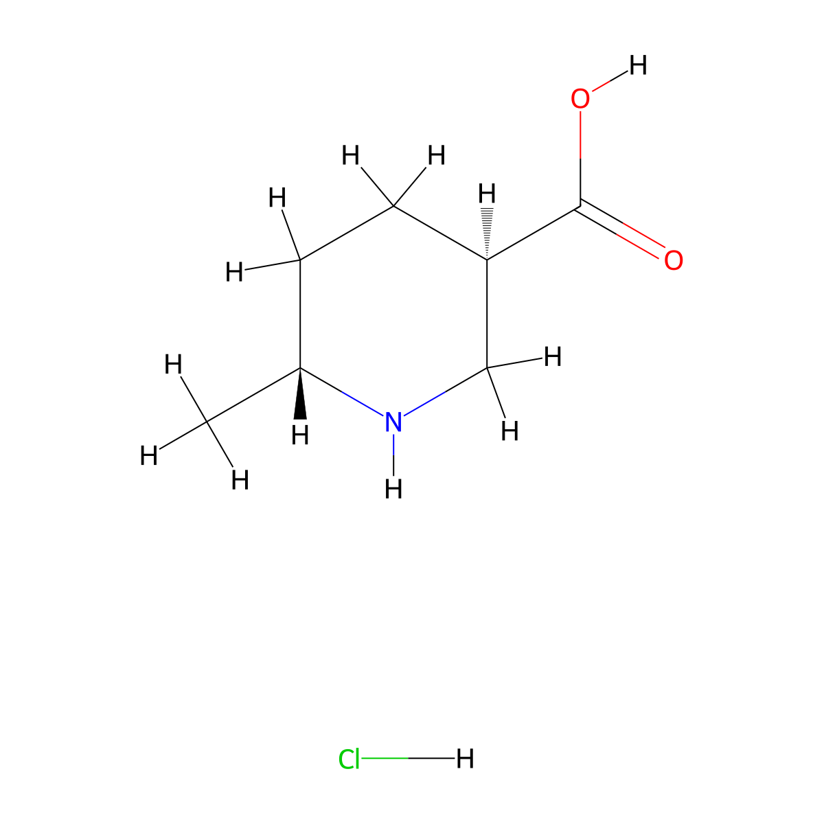 (3r,6r)-6-Methylpiperidine-3-carboxylic acid hydrochloride molecular structure, CAS 2682097-03-4