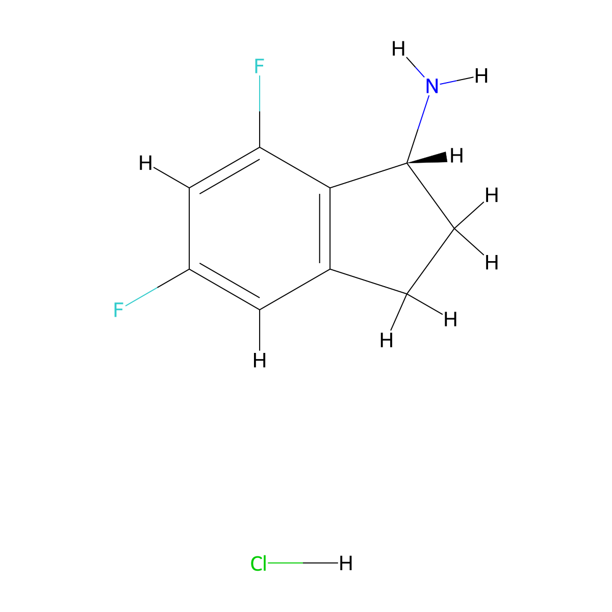 (R)-5,7-Difluoro-2,3-dihydro-1H-inden-1-amine hydrochloride molecular structure, CAS 2682097-24-9