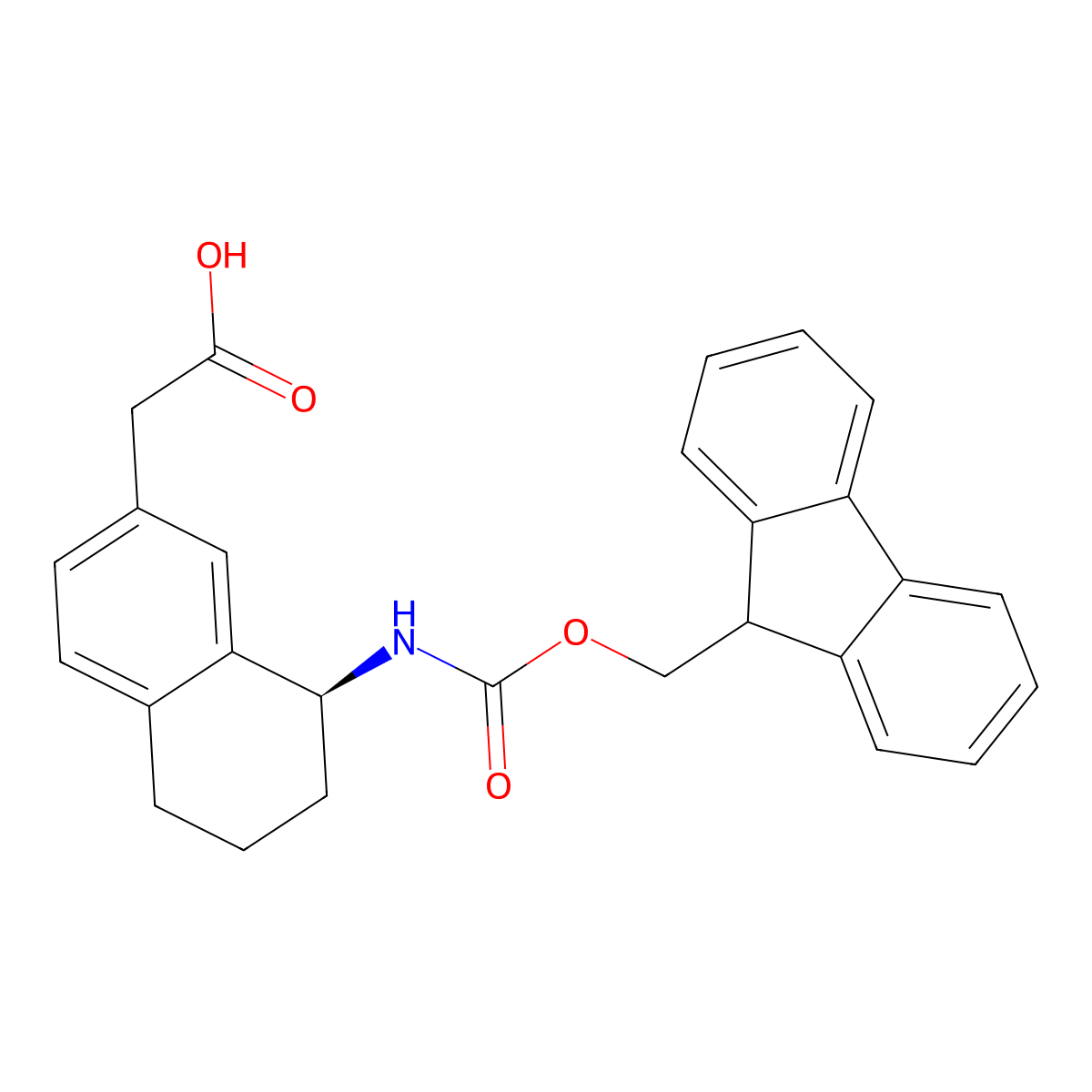(S)-2-(8-((((9H-Fluoren-9-yl)methoxy)carbonyl)amino)-5,6,7,8-tetrahydronaphthalen-2-yl)acetic acid molecular structure, CAS 2682097-29-4