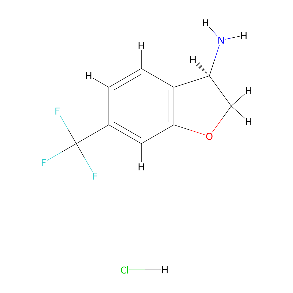 (R)-6-(Trifluoromethyl)-2,3-dihydrobenzofuran-3-amine hydrochloride molecular structure, CAS 2682097-31-8