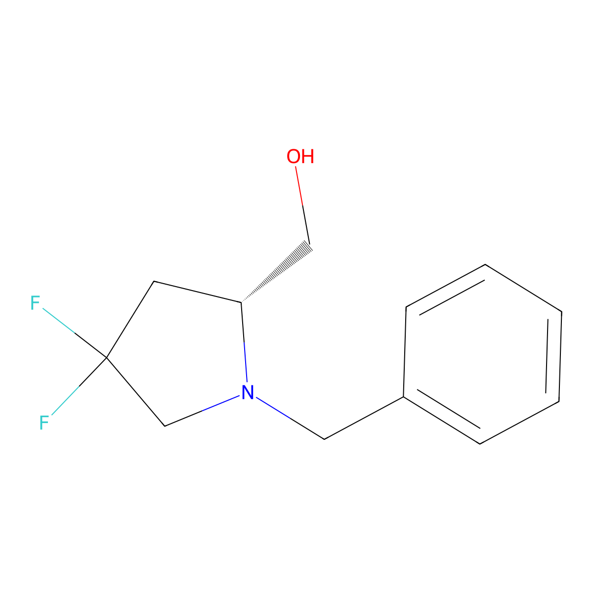 (R)-(1-Benzyl-4,4-difluoro-pyrrolidin-2-yl)-methanol molecular structure, CAS 2682097-39-6
