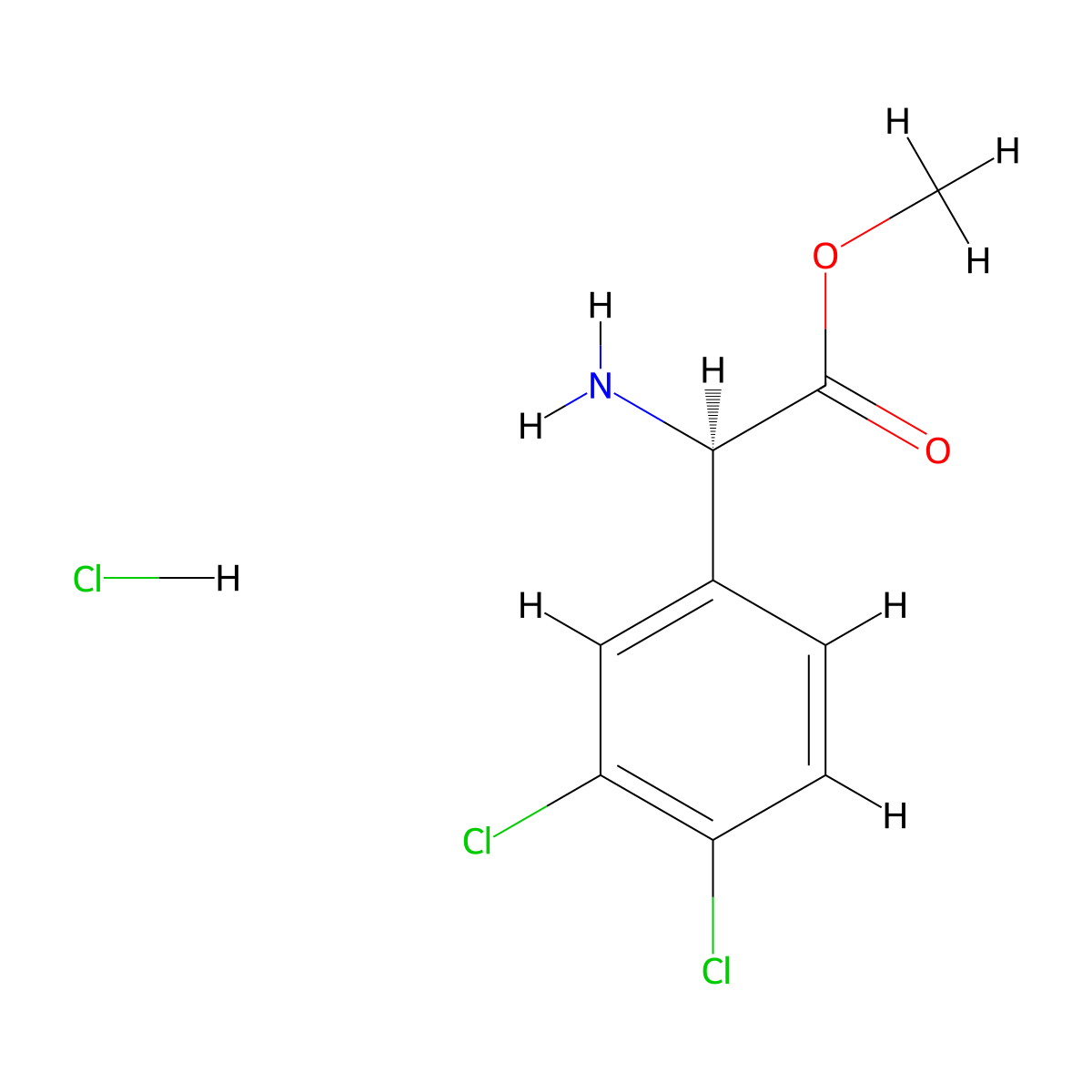 Methyl (R)-2-amino-2-(3,4-dichlorophenyl)acetate hydrochloride molecular structure, CAS 2682097-42-1