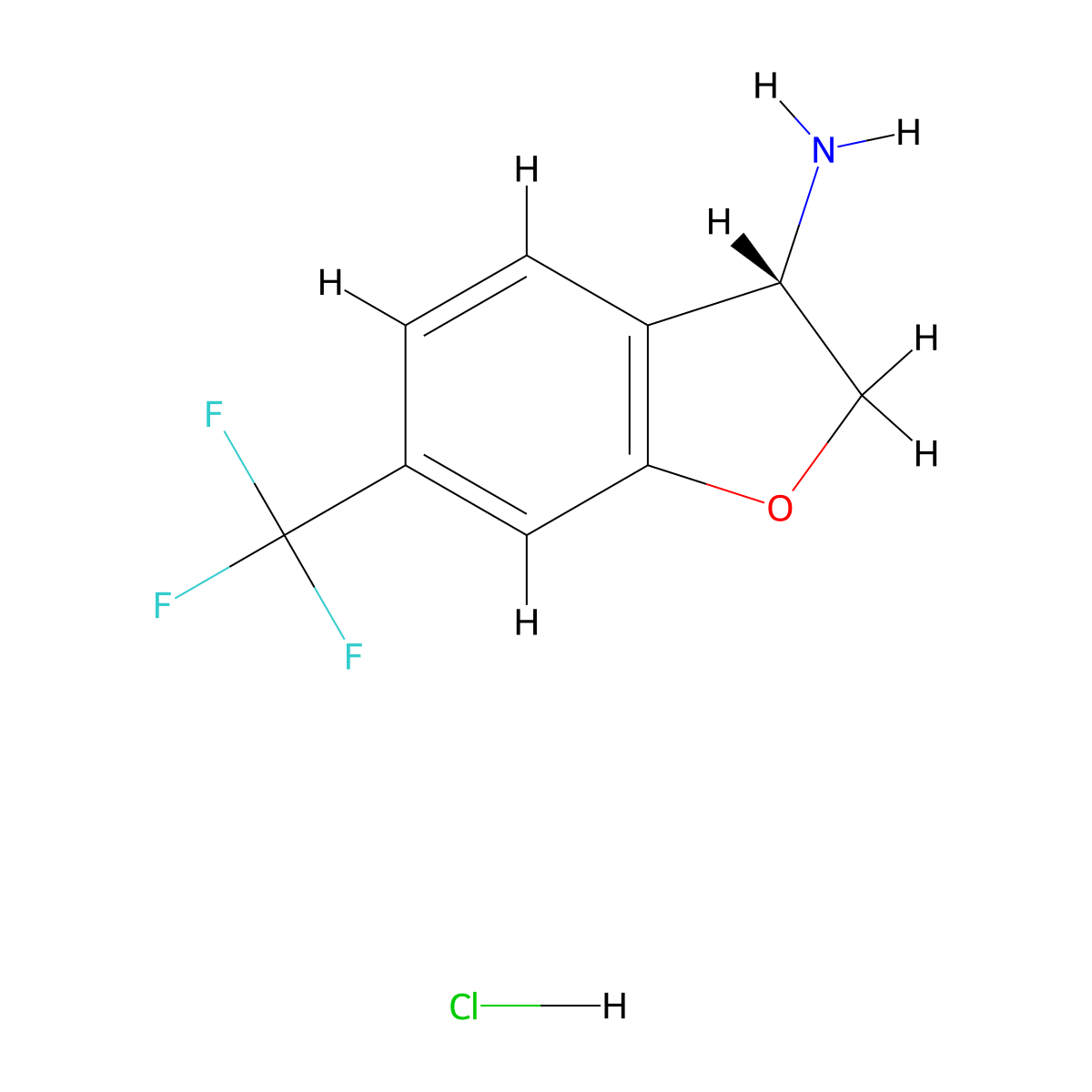 (S)-6-(Trifluoromethyl)-2,3-dihydrobenzofuran-3-amine hydrochloride molecular structure, CAS 2682097-48-7