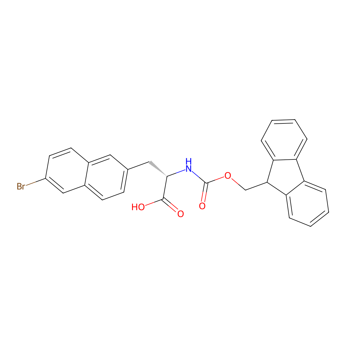 (S)-2-((((9H-Fluoren-9-yl)methoxy)carbonyl)amino)-3-(6-bromonaphthalen-2-yl)propanoic acid molecular structure, CAS 2682097-53-4