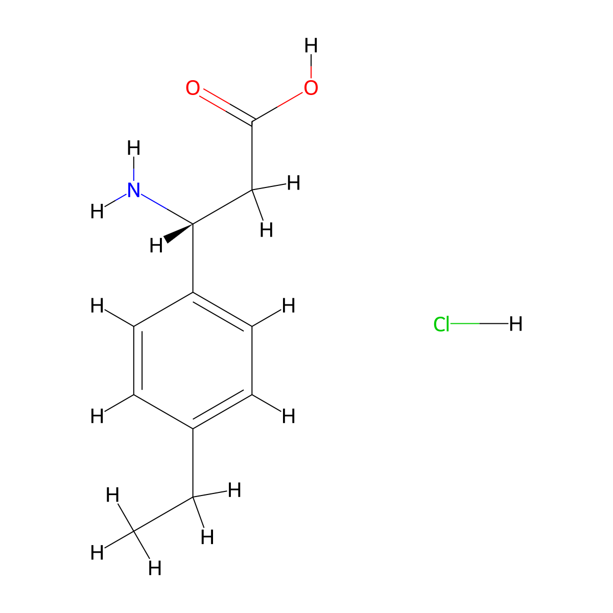 (R)-3-Amino-3-(4-ethylphenyl)propanoic acid hydrochloride molecular structure, CAS 2682097-61-4