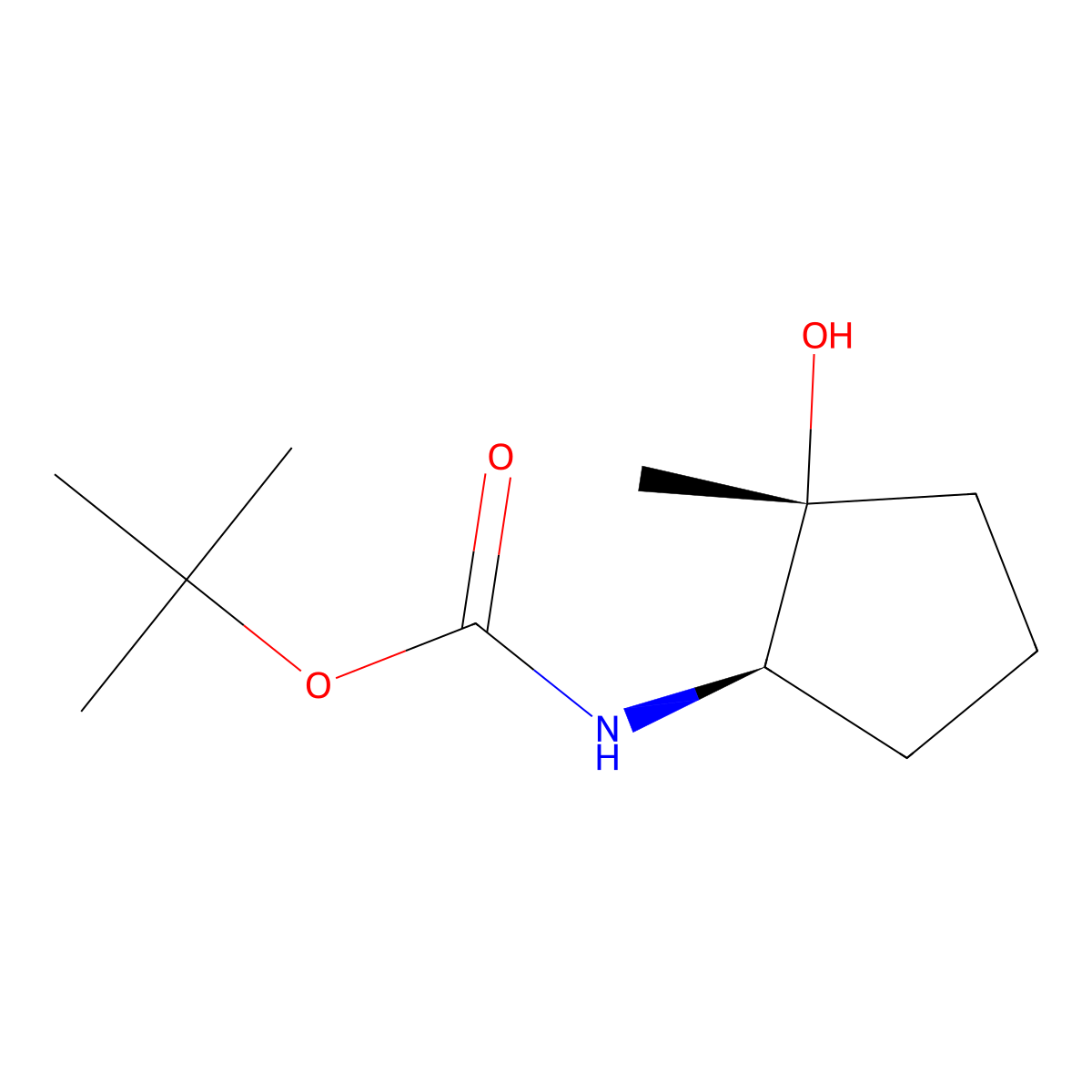(1R, 2R)-(2-Hydroxy-2-methyl-cyclopentyl)-carbamic acid tert-butyl ester molecular structure, CAS 2682097-82-9