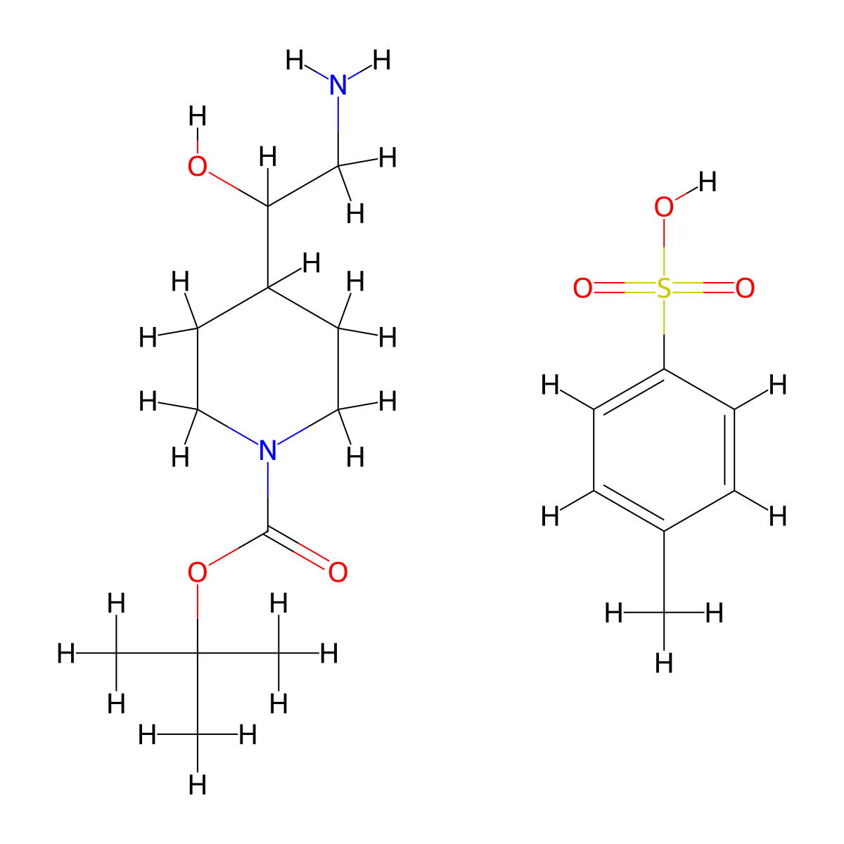 tert-Butyl 4-(2-Amino-1-hydroxyethyl)piperidine-1-carboxylate 4-methylbenzenesulfonate molecular structure, CAS 2682112-56-5