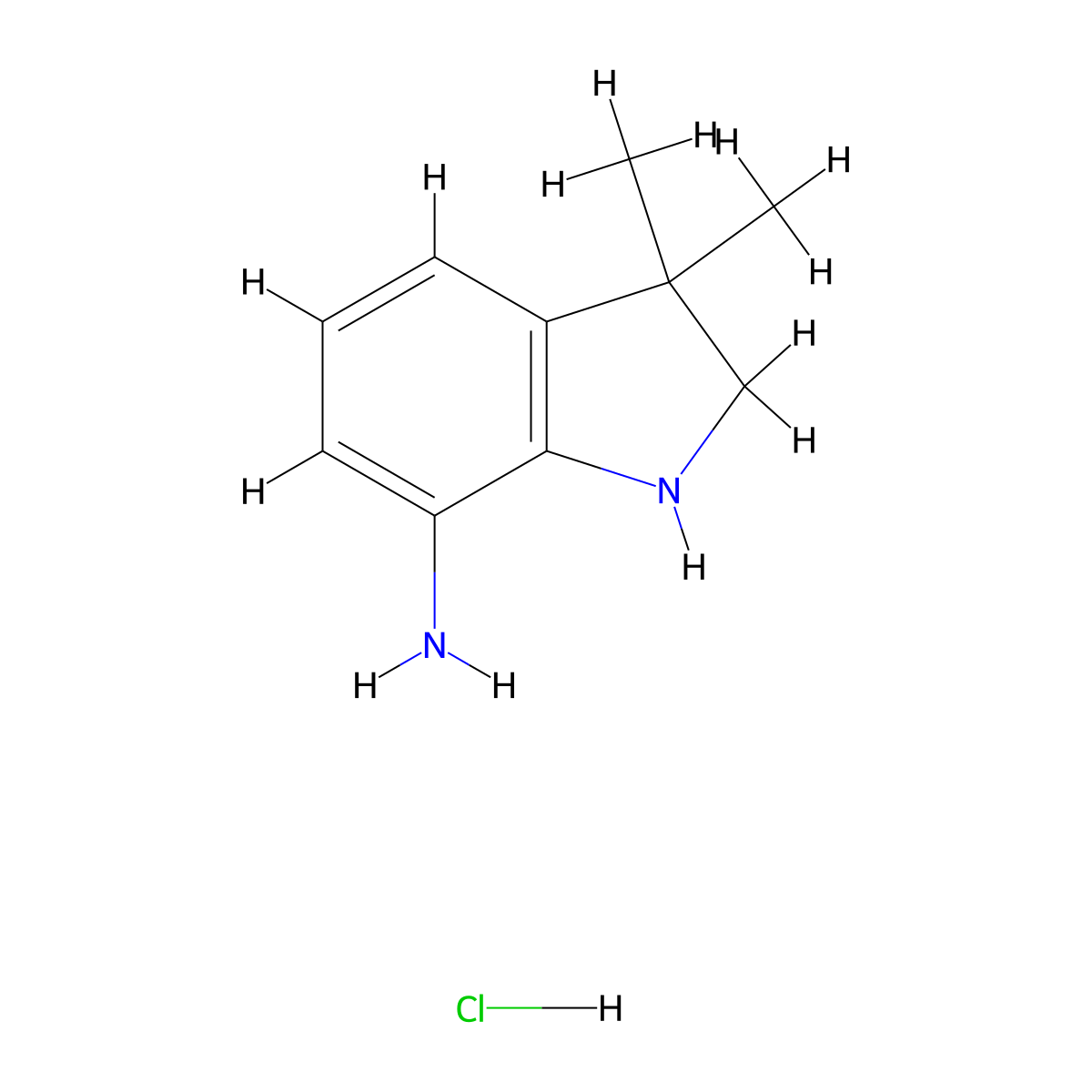3,3-Dimethylindolin-7-amine hydrochloride molecular structure, CAS 2682112-74-7
