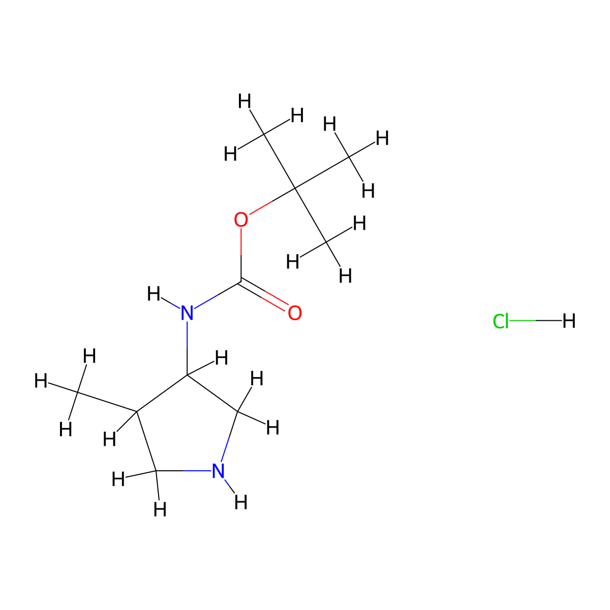 tert-Butyl (4-methylpyrrolidin-3-yl)carbamate hydrochloride molecular structure, CAS 2682112-75-8