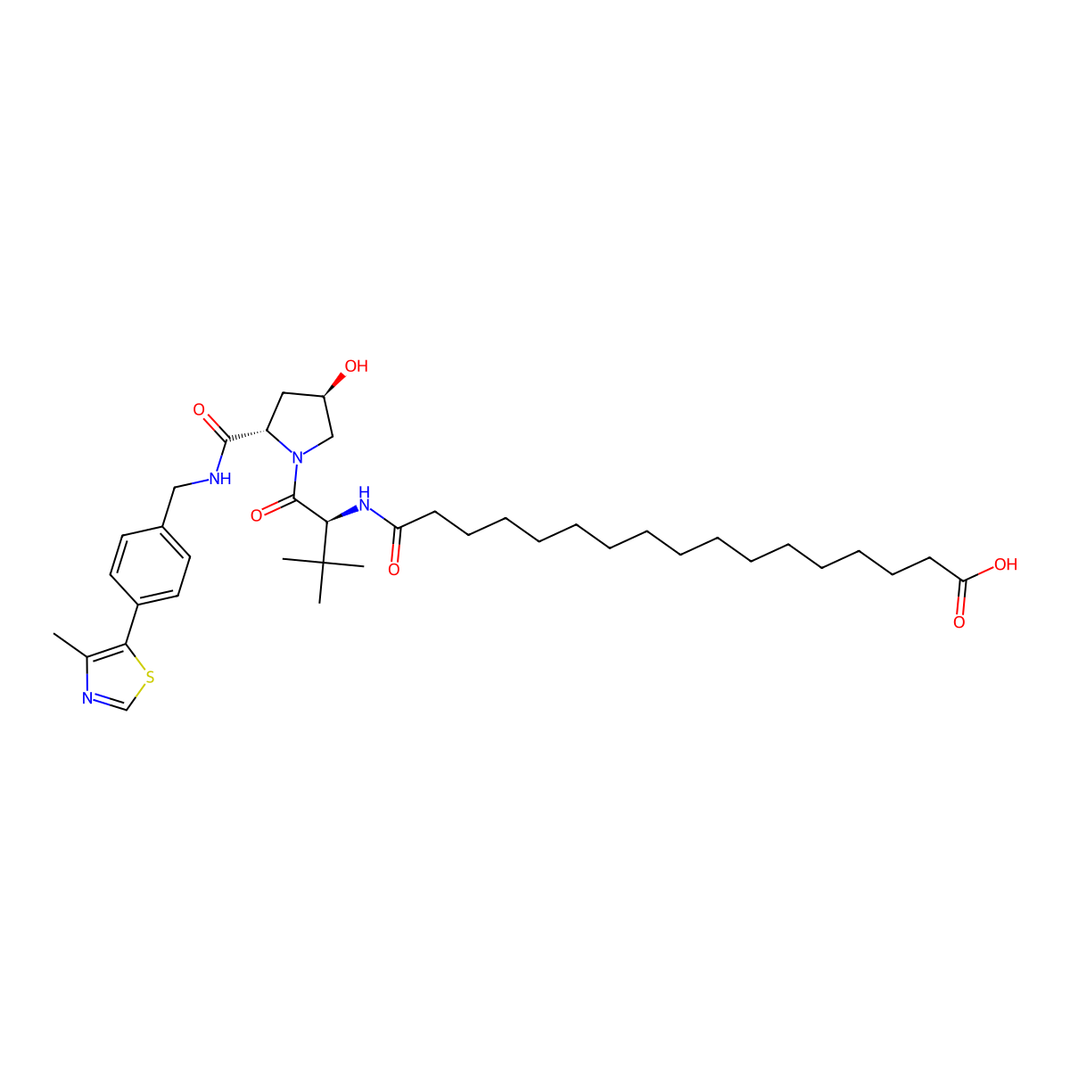 17-[[(S)-1-[(2S,4R)-4-Hydroxy-2-[[4-(4-methyl-5-thiazolyl)benzyl]carbamoyl]-1-pyrrolidinyl]-3,3-dimethyl-1-oxo-2-butyl]amino]-17-oxoheptadecanoic Acid molecular structure, CAS 2682112-88-3