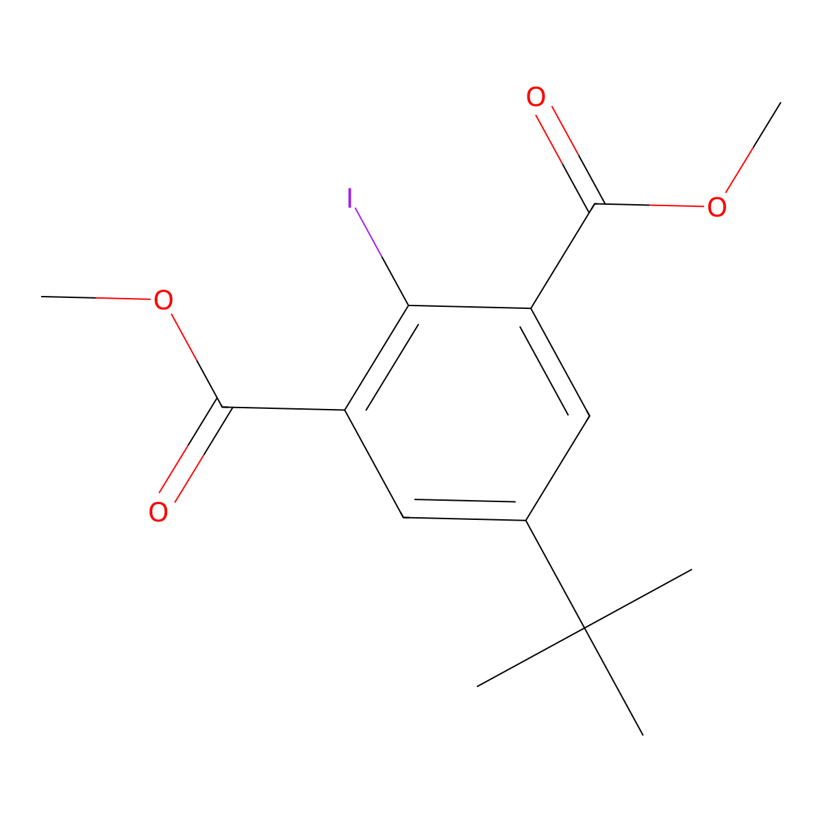 Dimethyl 5-(tert-butyl)-2-iodoisophthalate molecular structure, CAS 2682112-89-4