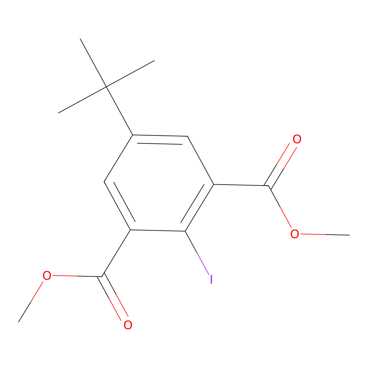 Dimethyl 5-(tert-butyl)-2-iodoisophthalate molecular structure, CAS 2682112-89-4
