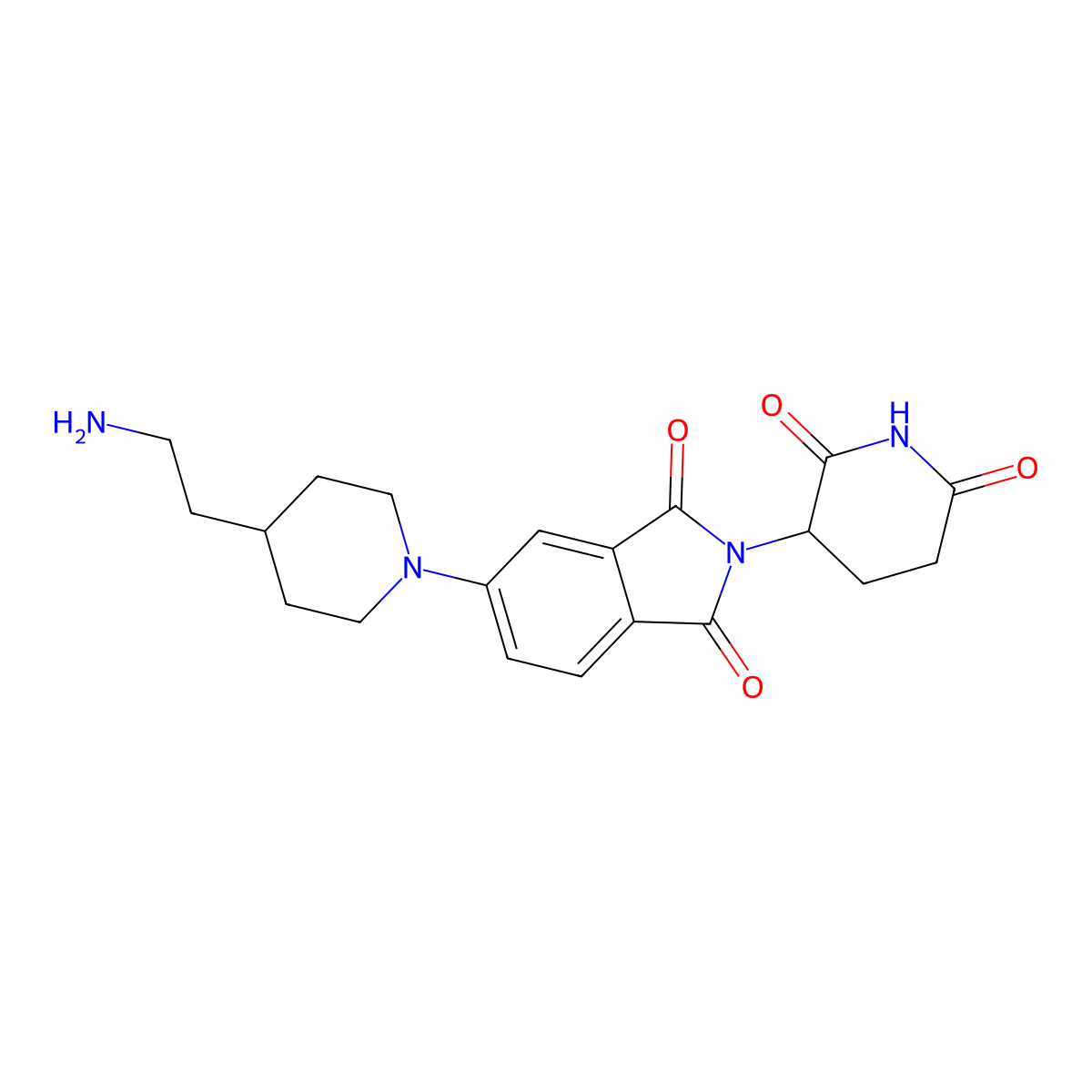 5-[4-(2-aminoethyl)piperidin-1-yl]-2-(2,6-dioxopiperidin-3-yl)-2,3-dihydro-1H-isoindole-1,3-dione molecular structure, CAS 2682113-78-4