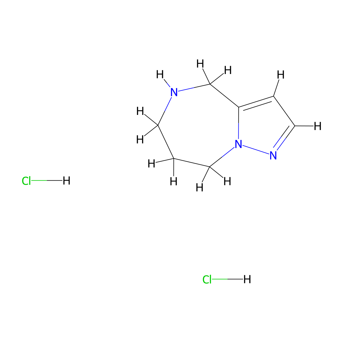 5,6,7,8-tetrahydro-4H-pyrazolo[1,5-a][1,4]diazepine dihydrochloride molecular structure, CAS 2682114-27-6