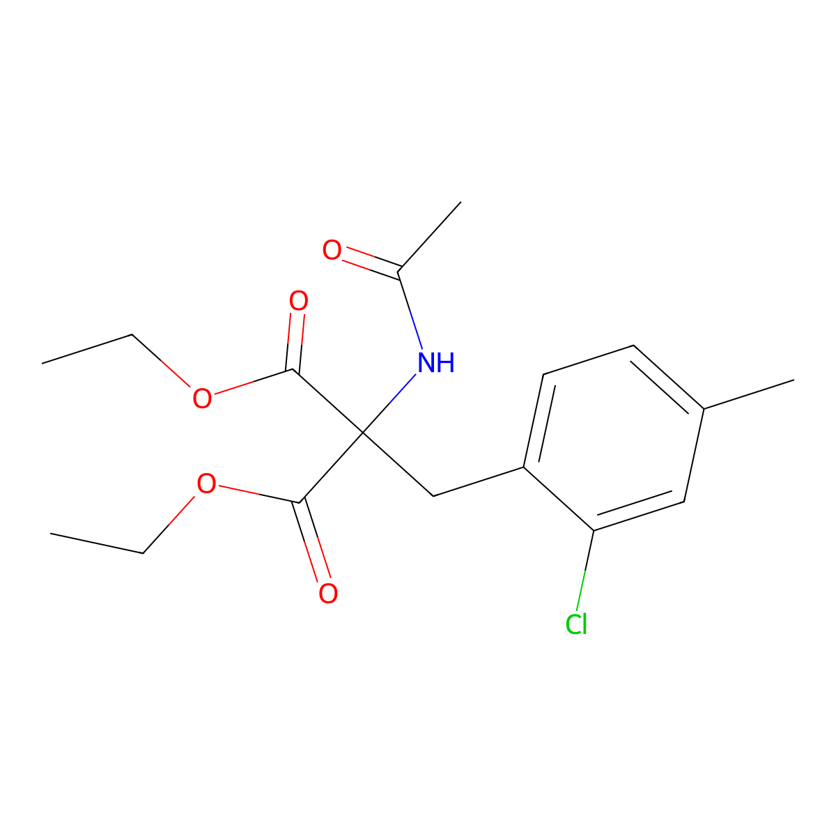 Diethyl 2-acetamido-2-(2-chloro-4-methylbenzyl)malonate molecular structure, CAS 2682114-30-1