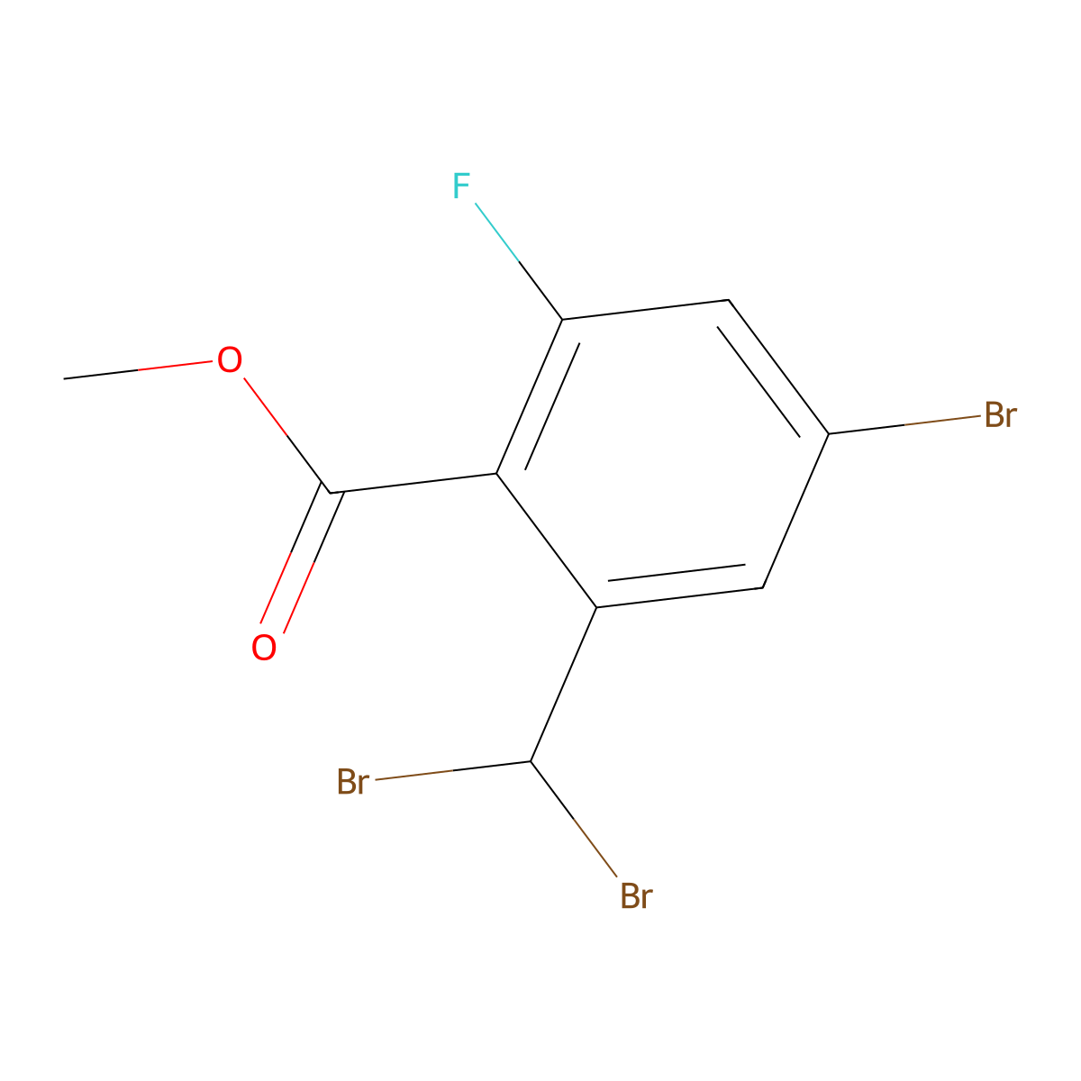 Methyl 4-bromo-2-(dibromomethyl)-6-fluorobenzoate molecular structure, CAS 2682114-33-4