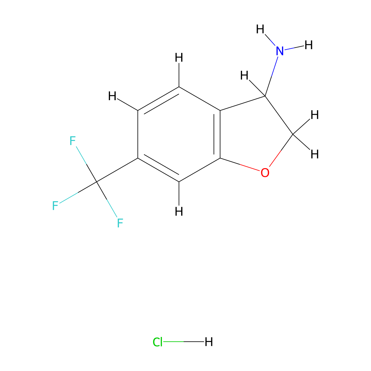 6-(Trifluoromethyl)-2,3-dihydrobenzofuran-3-amine hydrochloride molecular structure, CAS 2682114-41-4