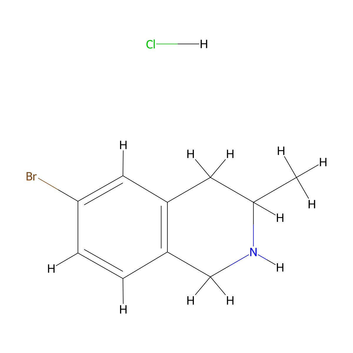 6-Bromo-3-methyl-1,2,3,4-tetrahydroisoquinoline hydrochloride molecular structure, CAS 2682114-43-6