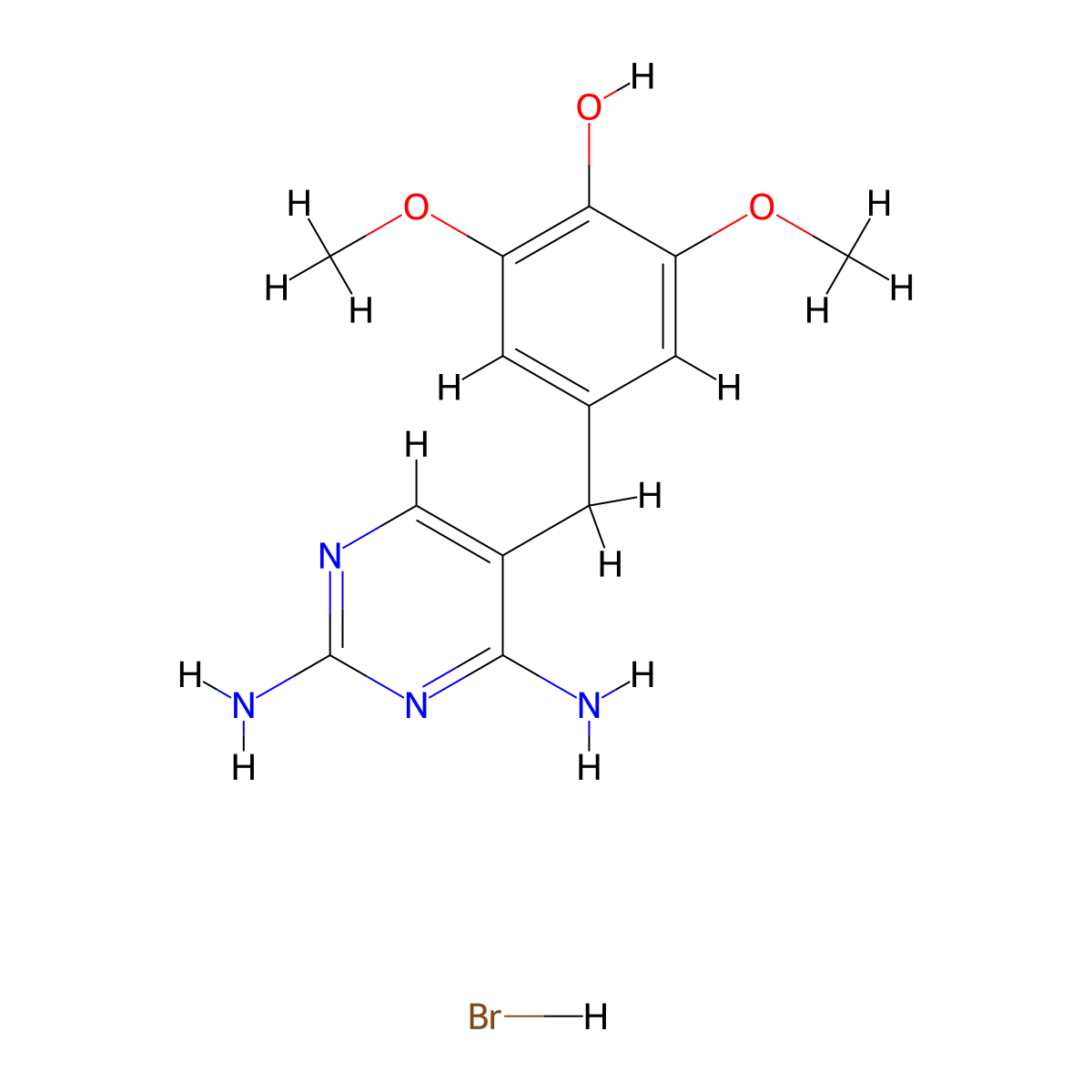 4-((2,4-Diaminopyrimidin-5-yl)methyl)-2,6-dimethoxyphenol hydrobromide molecular structure, CAS 2682114-46-9