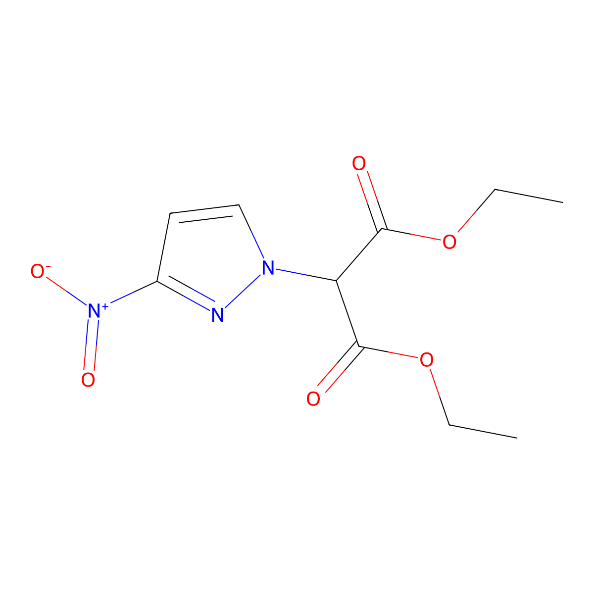 Diethyl 2-(3-nitropyrazol-1-yl)propanedioate molecular structure, CAS 2682114-47-0