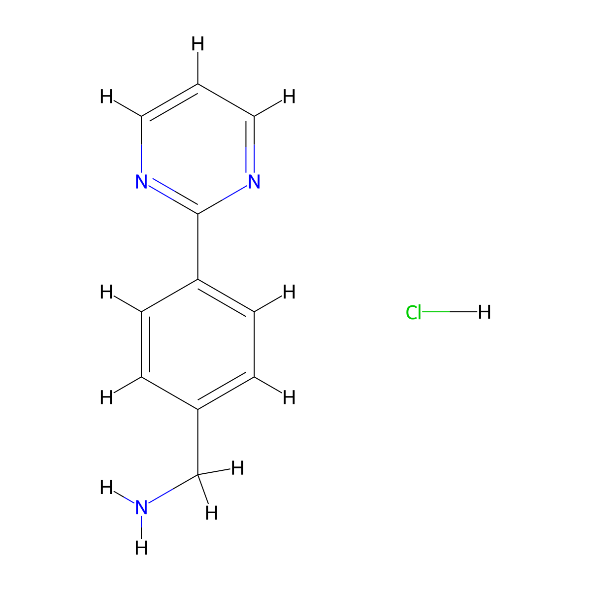 (4-(Pyrimidin-2-yl)phenyl)methanamine hydrochloride molecular structure, CAS 2682114-48-1