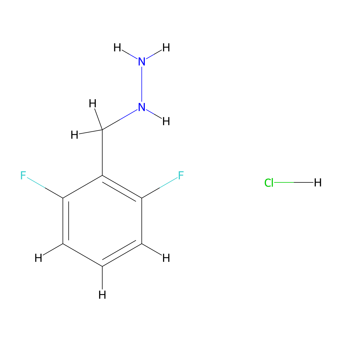 (2,6-Difluorobenzyl)hydrazine hydrochloride molecular structure, CAS 2682115-59-7