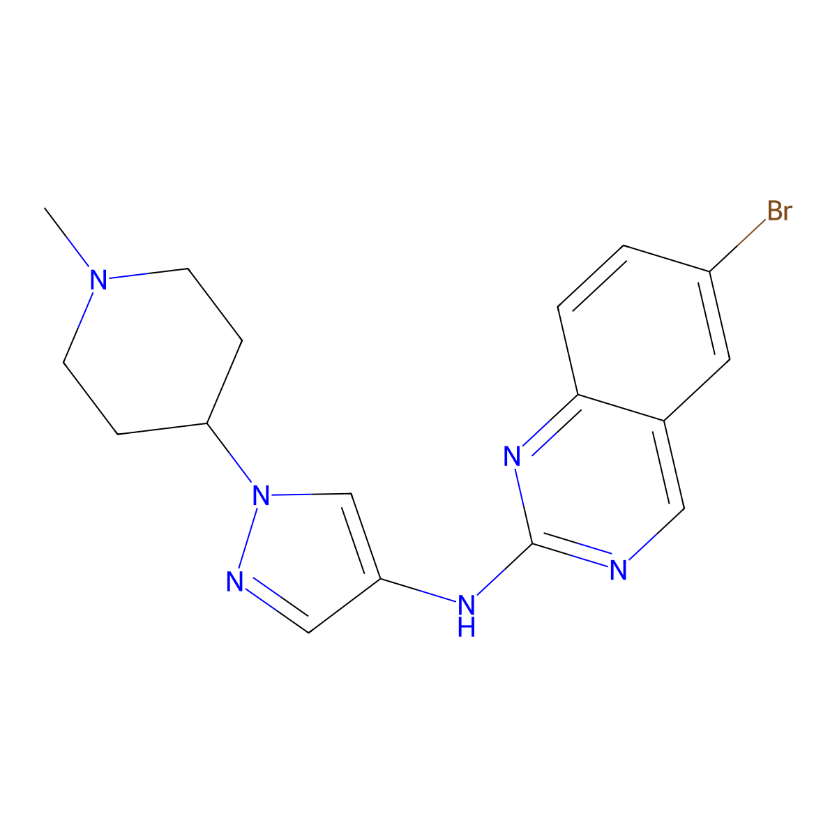 6-Bromo-N-(1-(1-methylpiperidin-4-yl)-1H-pyrazol-4-yl)quinazolin-2-amine molecular structure, CAS 2682115-60-0
