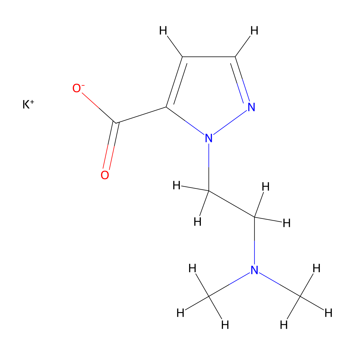 Potassium 1-(2-(dimethylamino)ethyl)-1H-pyrazole-5-carboxylate molecular structure, CAS 2682115-66-6