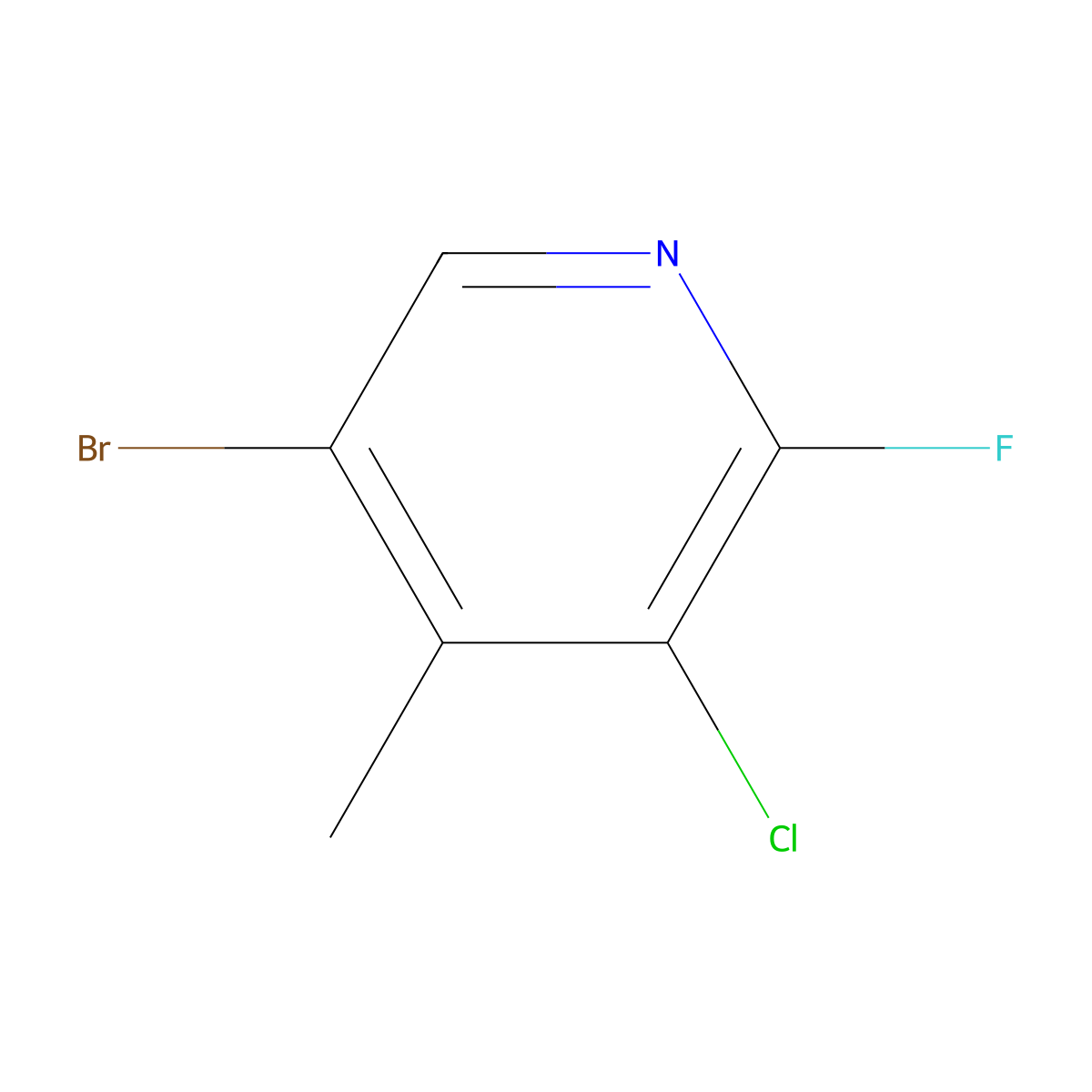 5-Bromo-3-chloro-2-fluoro-4-methylpyridine molecular structure, CAS 2682115-69-9