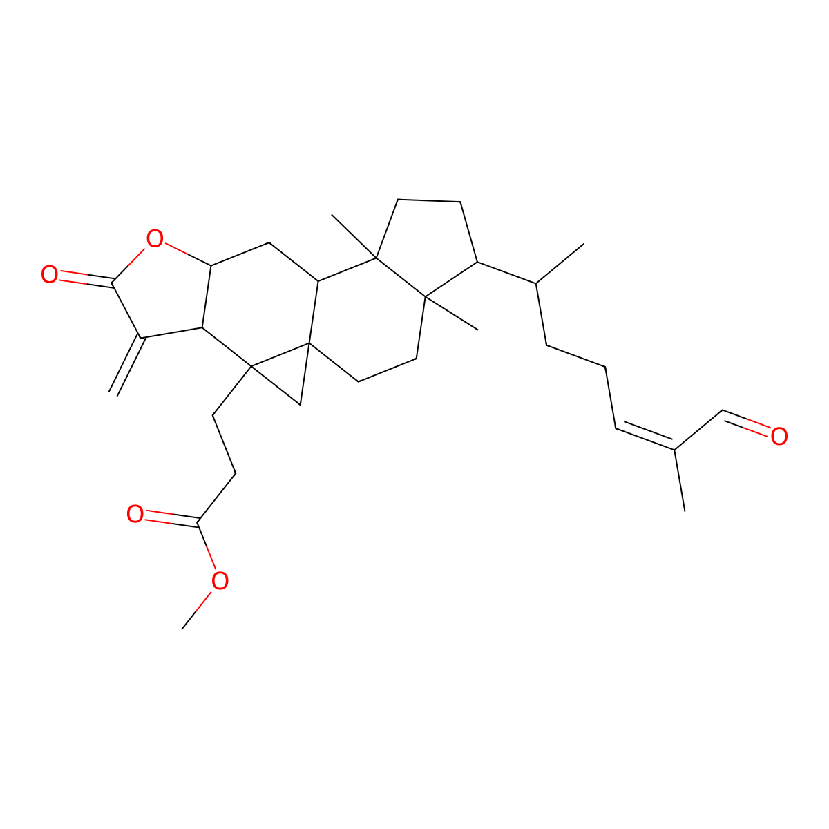 Methyl 3-[11,15-dimethyl-5-methylidene-14-(6-methyl-7-oxohept-5-en-2-yl)-6-oxo-7-oxapentacyclo[8.7.0.01,3.04,8.011,15]heptadecan-3-yl]propanoate molecular structure, CAS 268214-50-2