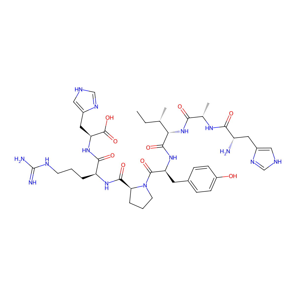 H-His-Ala-Ile-Tyr-Pro-Arg-His-OH molecular structure, CAS 268215-17-4