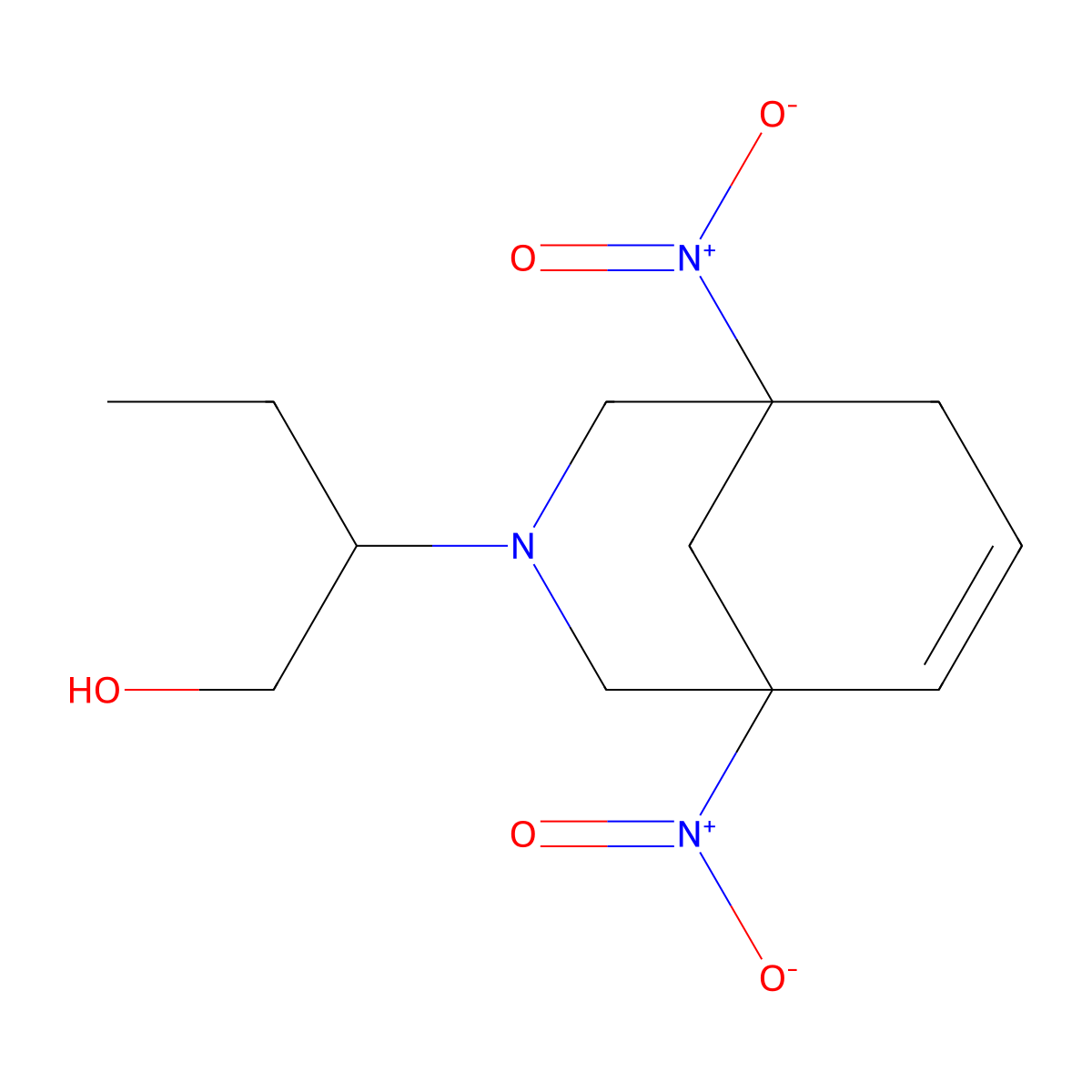 2-(1,5-Dinitro-3-azabicyclo[3.3.1]non-6-en-3-yl)butan-1-ol molecular structure, CAS 268217-03-4