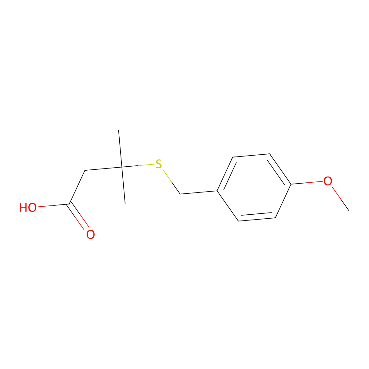 3-(4-Methoxy-benzylsulfanyl)-3-methyl-butyric acid molecular structure, CAS 268219-99-4