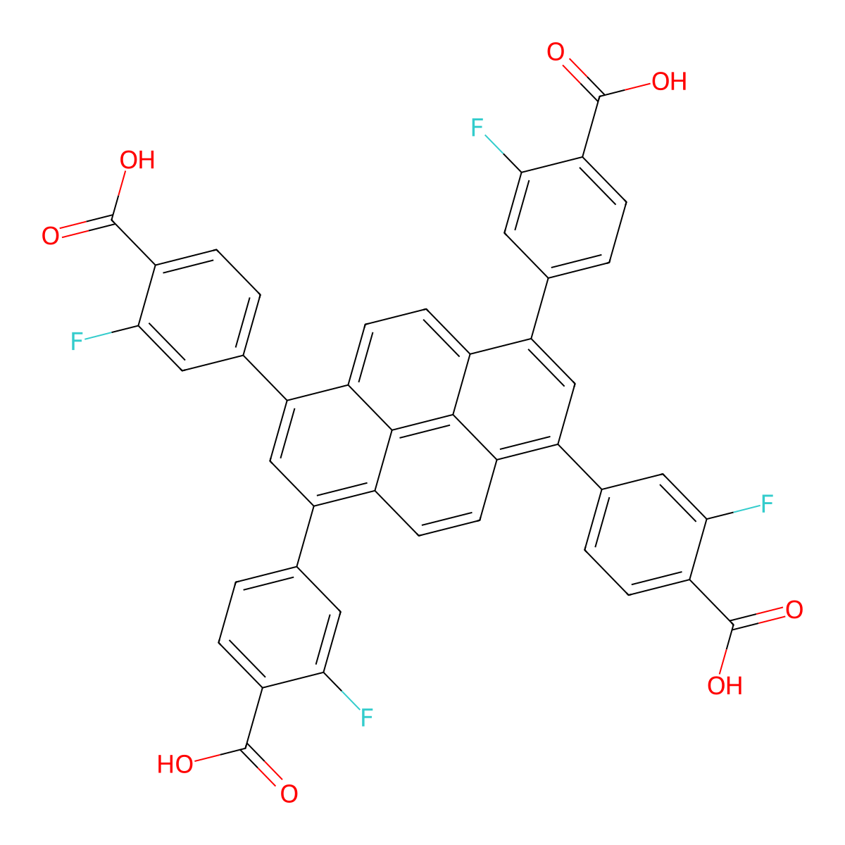 4,4',4'',4'''-(Pyrene-1,3,6,8-tetrayl)tetrakis(2-fluorobenzoic acid) molecular structure, CAS 2682204-04-0